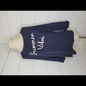 Loft medium navy lightweight sweater with white "summer vibes"